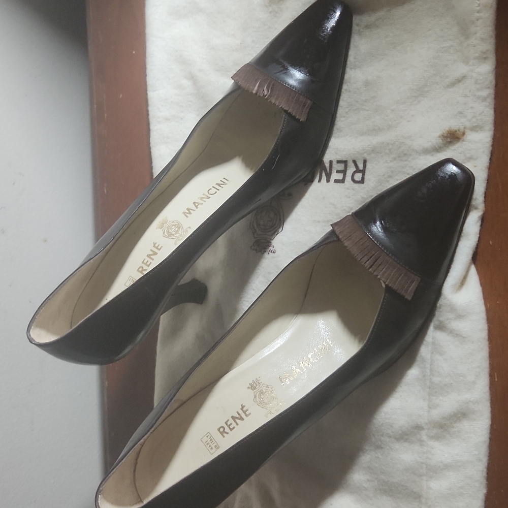 Vintage Rene Mancini brown calf pumps 1980s